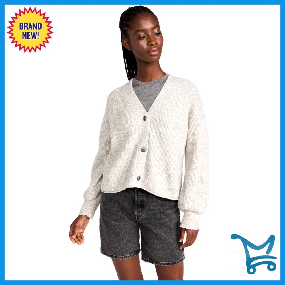 Cozy Knit Cardigan Sweater V-Neck Long Sleeve Drop Shoulder